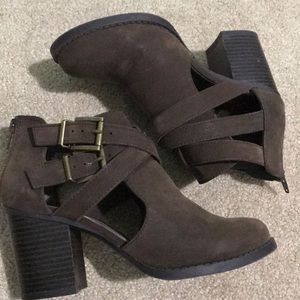 Brown heeled booties